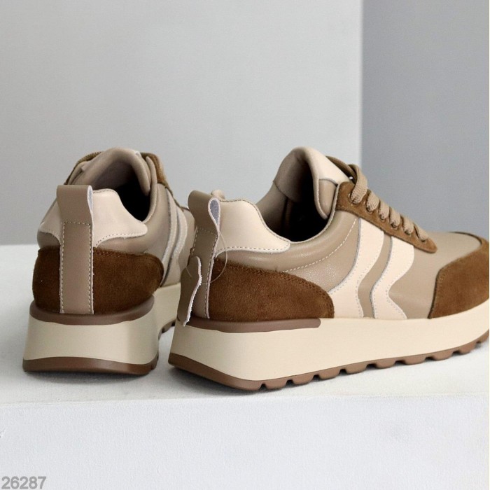 Кросівки жіночі натуральна-шкіра/натуральна-замша колір-бежевий 36,37,38,39,40р