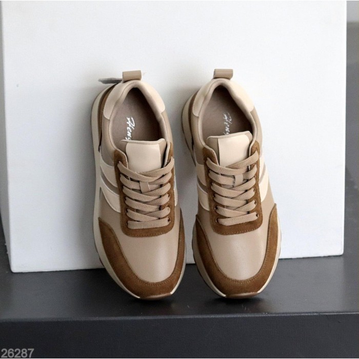 Кросівки жіночі натуральна-шкіра/натуральна-замша колір-бежевий 36,37,38,39,40р