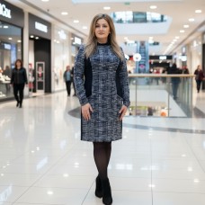 Сукня трикотажна в клітинку демі темно-синього кольору 52/54р