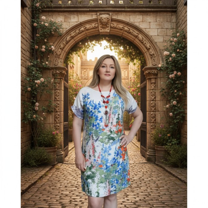 РОЗПРОДАЖ!!! Сукня літнє напів-прилеглий силует легкий штапель Італія оверсайз 48/50/52; 52/54/56р