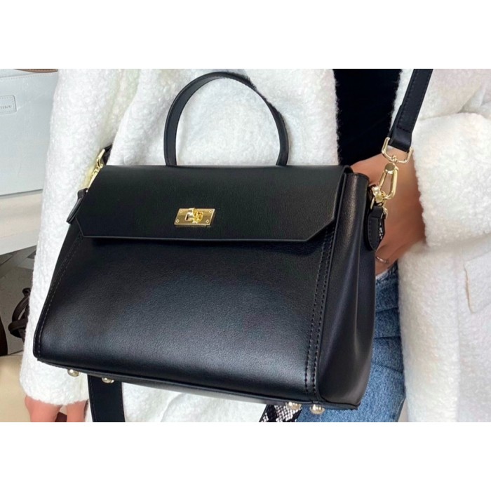 Сумка жіноча Polina Ремінець натуральна шкіра Шоколад, Беж, Чорна