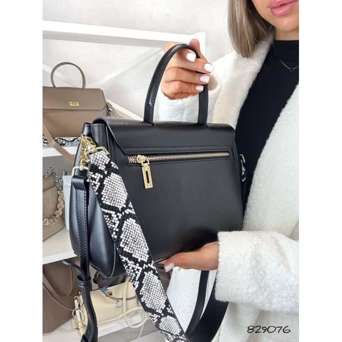 Сумка жіноча Polina Ремінець натуральна шкіра Шоколад, Беж, Чорна