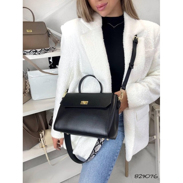 Сумка жіноча Polina Ремінець натуральна шкіра Шоколад, Беж, Чорна