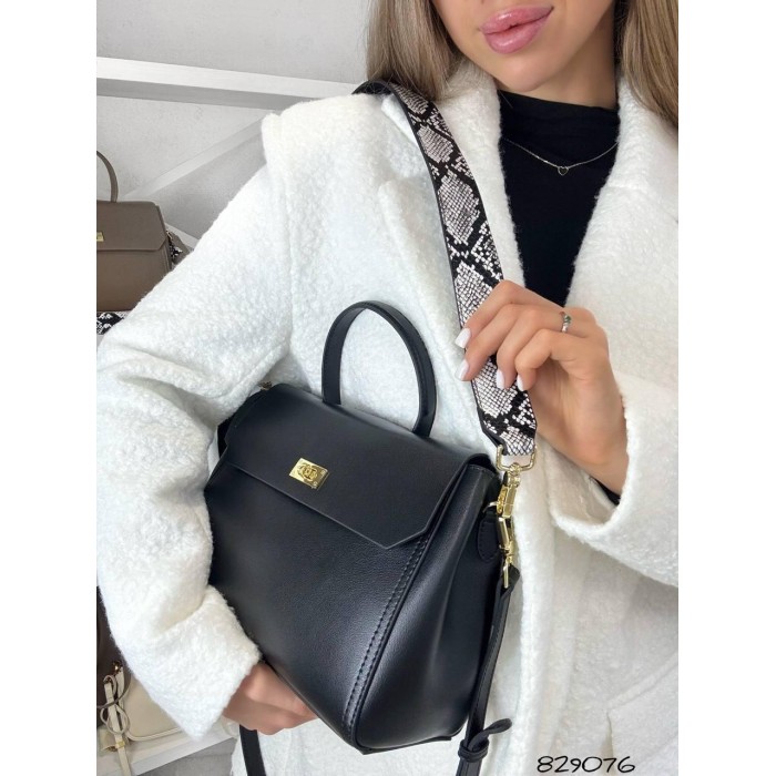 Сумка жіноча Polina Ремінець натуральна шкіра Шоколад, Беж, Чорна