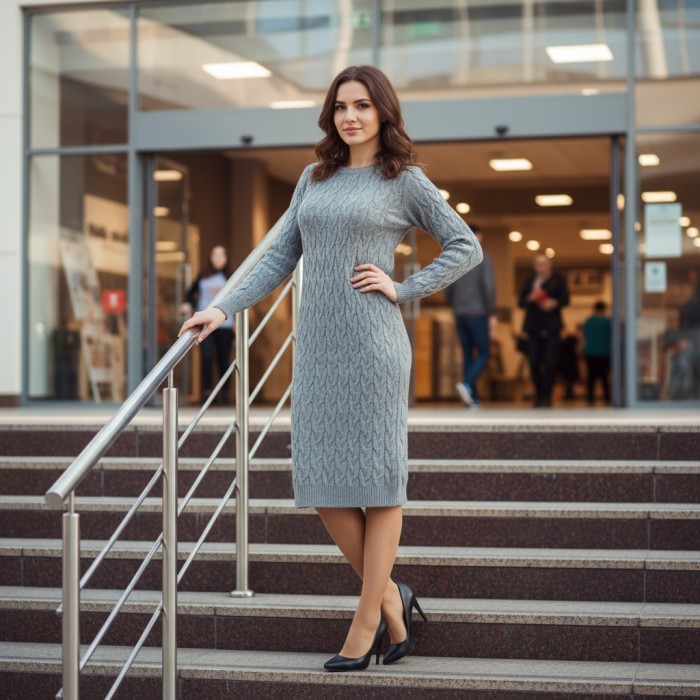 Сукня кашемір машинна в'язка колір сірий Туреччина 44-48р.