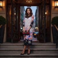 РАСПРОДАЖА! Платье миди трикотажное с цветочным принтом разные цвета L