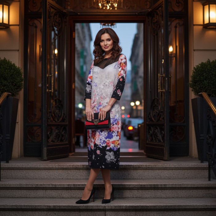 РОЗПРОДАЖ! Сукня трикотажна міді з квітковим принтом різні кольори L