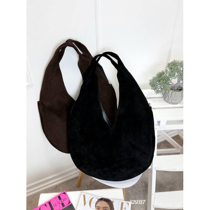 Сумка жіноча натуральна замша. Чорна, Шоколад Шоколад