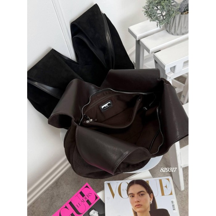 Сумка жіноча натуральна замша. Чорна, Шоколад Шоколад