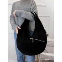 Сумка женская натуральная замша Чёрная, Шоколад