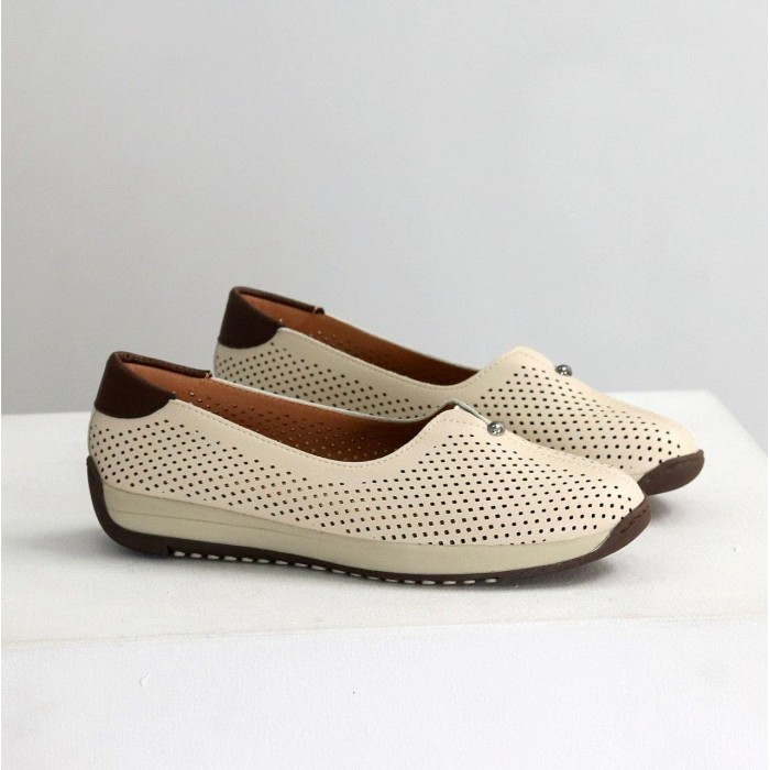 Балетки жіночі натуральна прес-шкіра беж 36,37,39,40,41р
