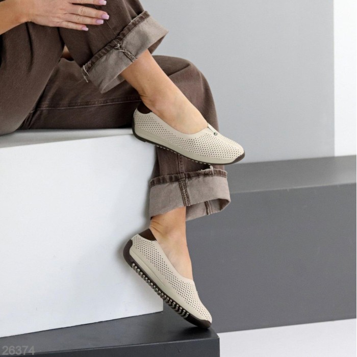 Балетки жіночі натуральна прес-шкіра беж 36,37,39,40,41р