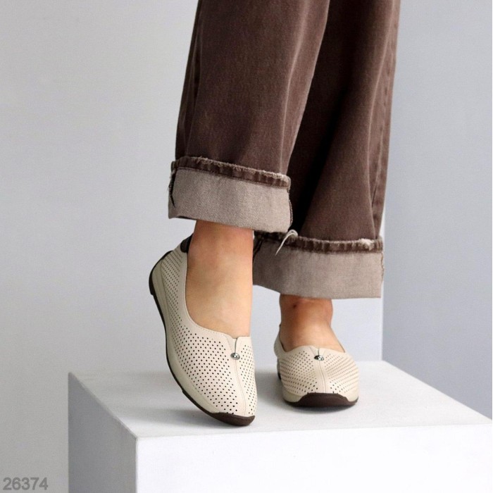 Балетки жіночі натуральна прес-шкіра беж 36,37,39,40,41р