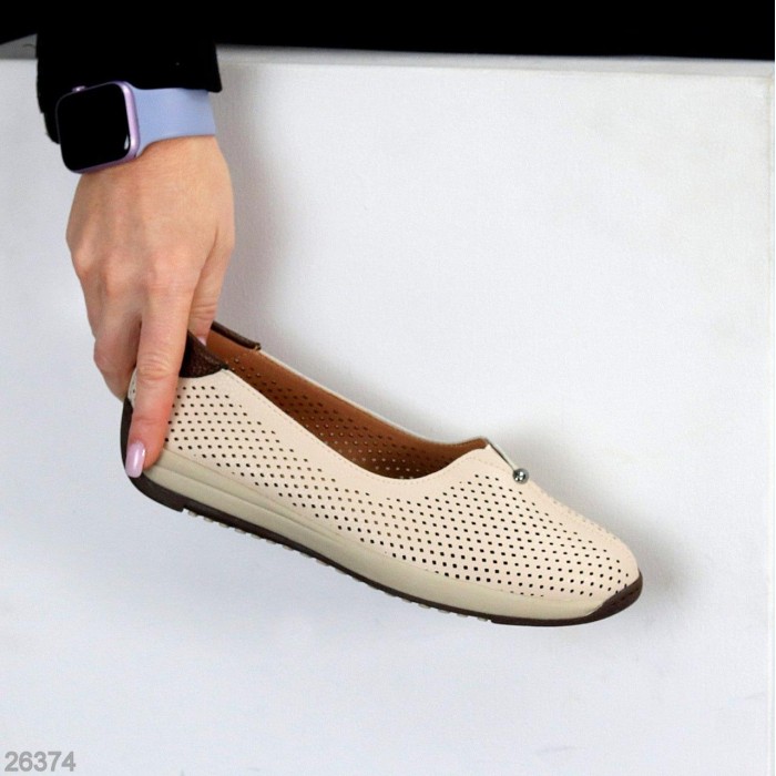 Балетки жіночі натуральна прес-шкіра беж 36,37,39,40,41р