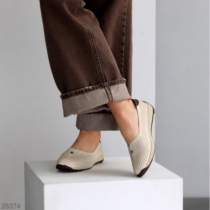 Балетки жіночі натуральна прес-шкіра беж 36,37,39,40,41р