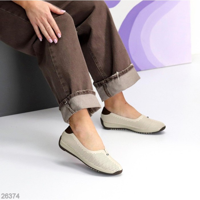 Балетки жіночі натуральна прес-шкіра беж 36,37,39,40,41р