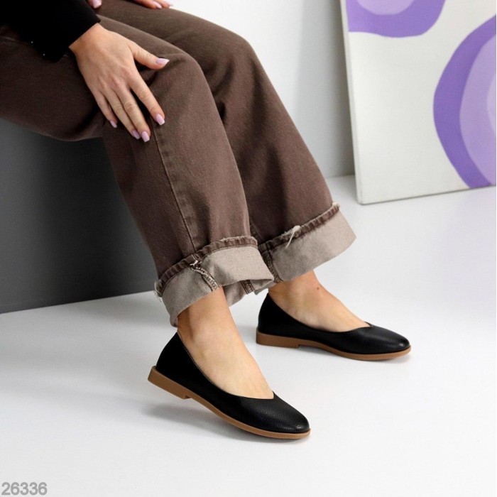 Балетки жіночі натуральна шкіра колір-чорний 36,37,40р