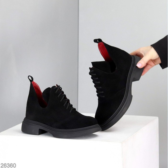 Туфлі жіночі натуральна замша чорні демі 36,39р