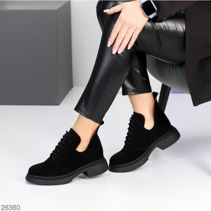 Туфлі жіночі натуральна замша чорні демі 36,39р