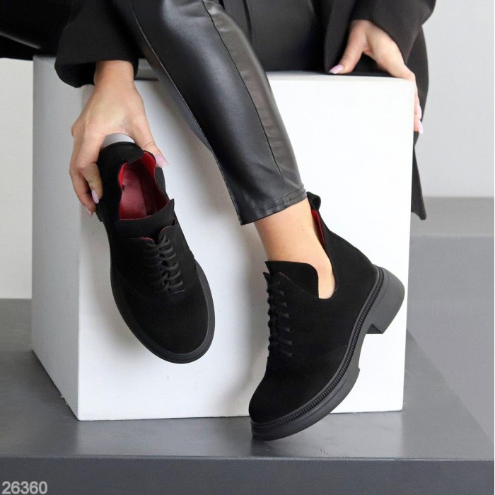 Туфлі жіночі натуральна замша чорні демі 36,39р