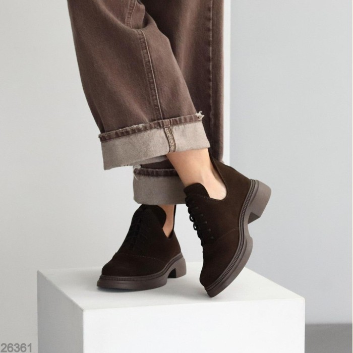 Туфлі жіночі натуральна замша колір-шоколад демі 38р