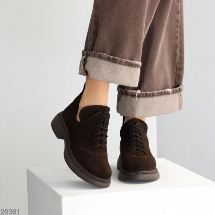 Туфлі жіночі натуральна замша колір-шоколад демі 38р