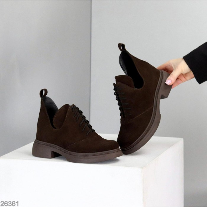 Туфлі жіночі натуральна замша колір-шоколад демі 38р