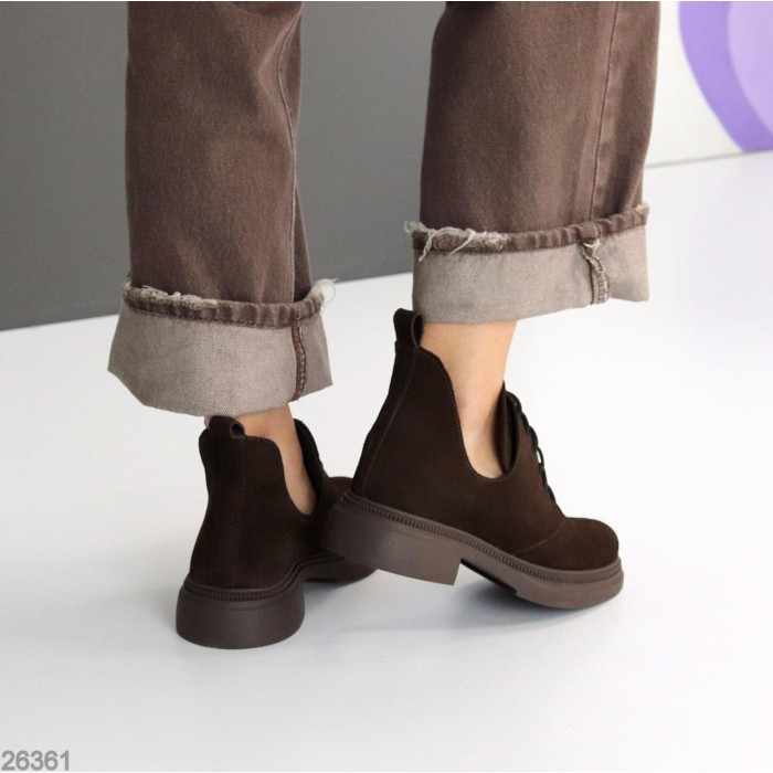 Туфлі жіночі натуральна замша колір-шоколад демі 38р