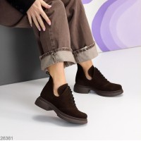 Туфлі жіночі натуральна замша колір-шоколад демі 38р