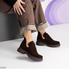 Туфлі жіночі натуральна замша колір-шоколад демі 38р