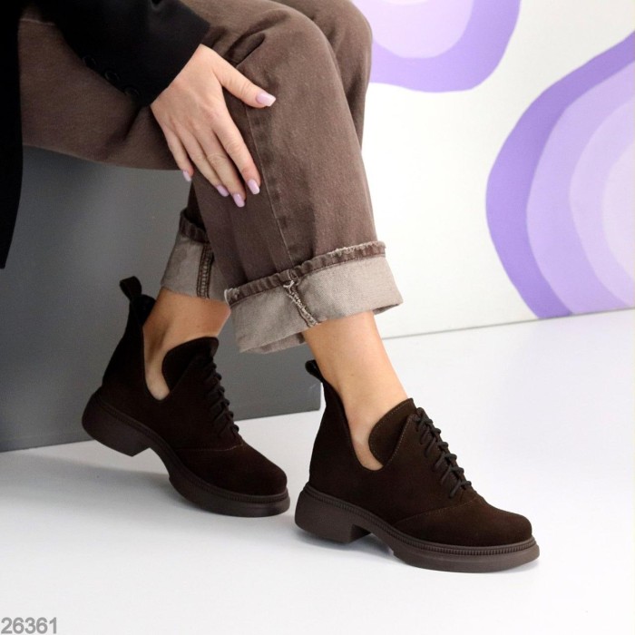 Туфлі жіночі натуральна замша колір-шоколад демі 38р