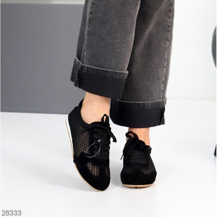 Кеди жіночі натуральна замша чорні 36,37,38,39,40,41р