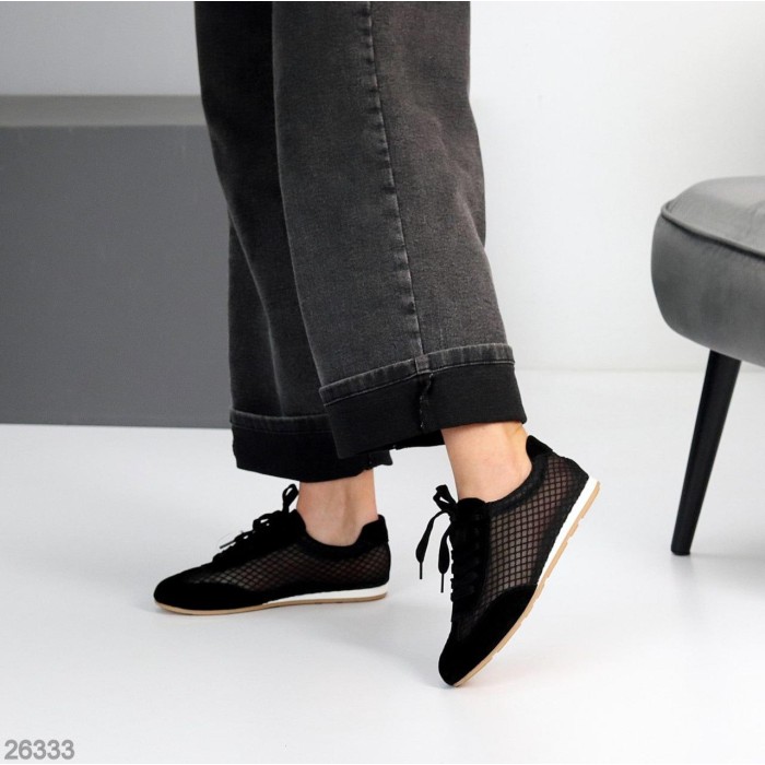 Кеди жіночі натуральна замша чорні 36,37,38,39,40,41р