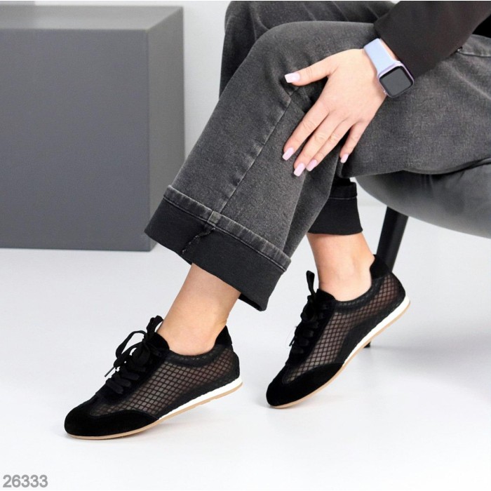 Кеди жіночі натуральна замша чорні 36,37,38,39,40,41р