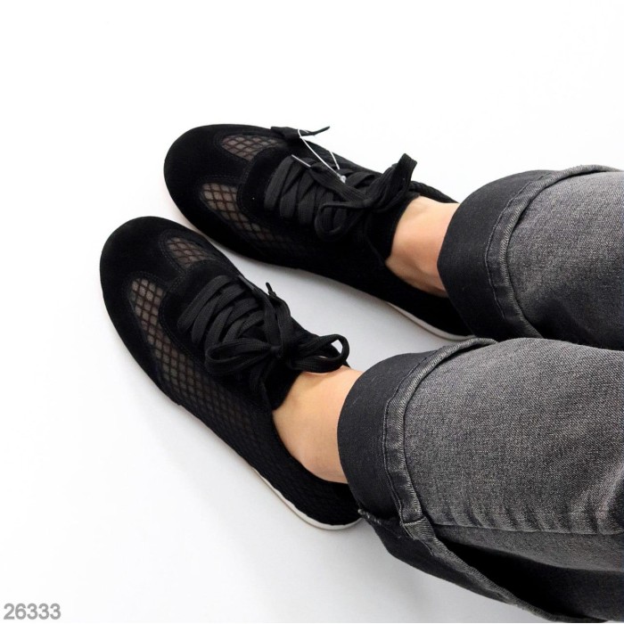 Кеди жіночі натуральна замша чорні 36,37,38,39,40,41р