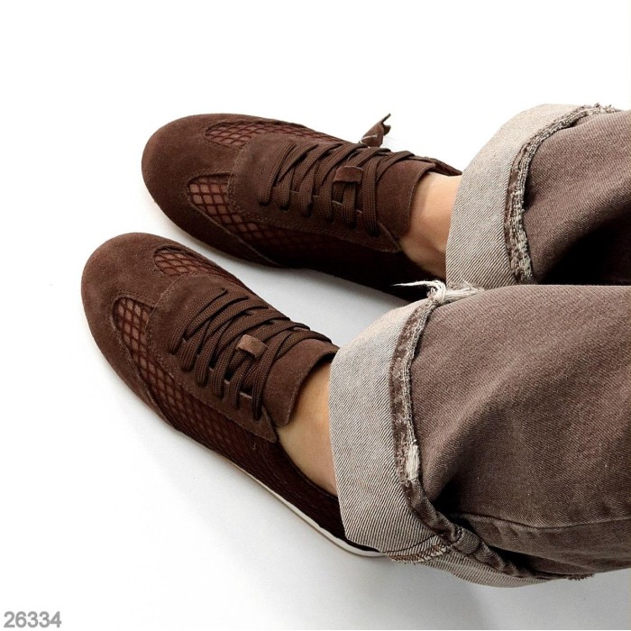 Кеди жіночі натуральна замша колір шоколад 36,37,38,39,40,41р