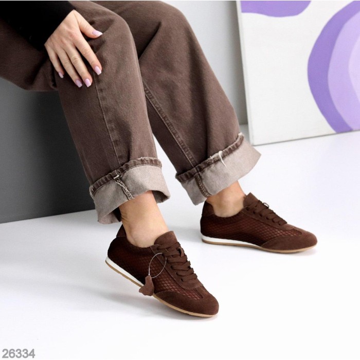 Кеди жіночі натуральна замша колір шоколад 36,37,38,39,40,41р