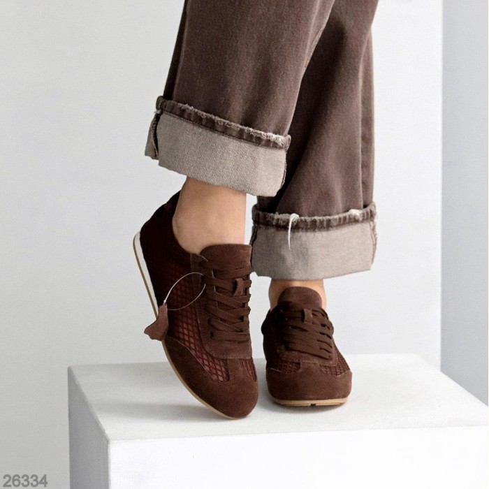 Кеди жіночі натуральна замша колір шоколад 36,37,38,39,40,41р