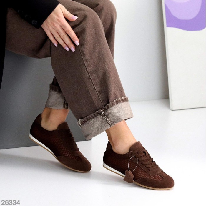 Кеди жіночі натуральна замша колір шоколад 36,37,38,39,40,41р