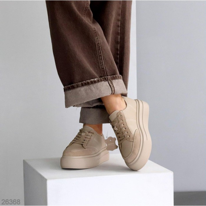 Кеди жіночі натуральна-шкіра/натуральна-замша колір-беж 36,37,39р