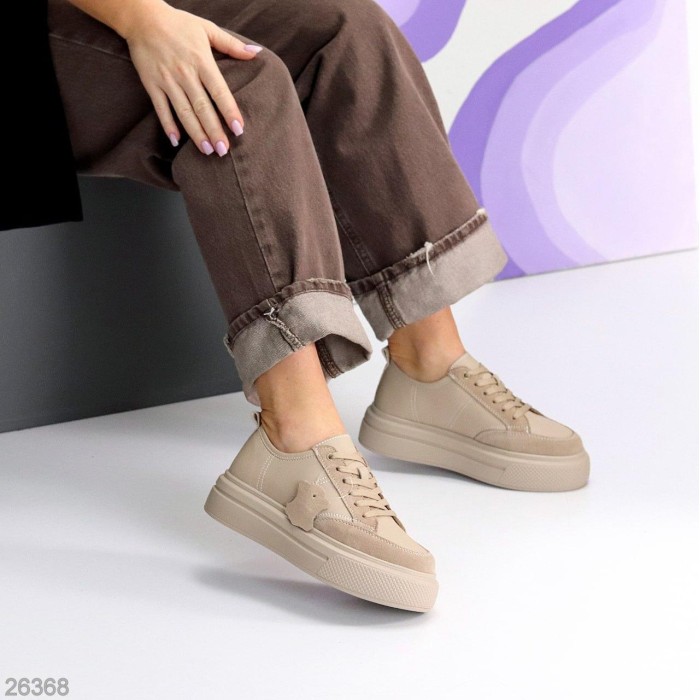 Кеди жіночі натуральна-шкіра/натуральна-замша колір-беж 36,37,39р