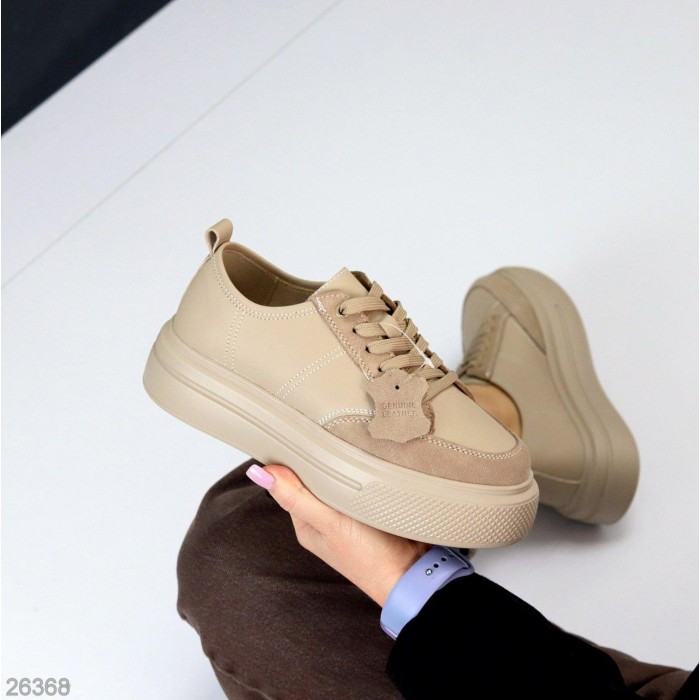 Кеди жіночі натуральна-шкіра/натуральна-замша колір-беж 36,37,39р