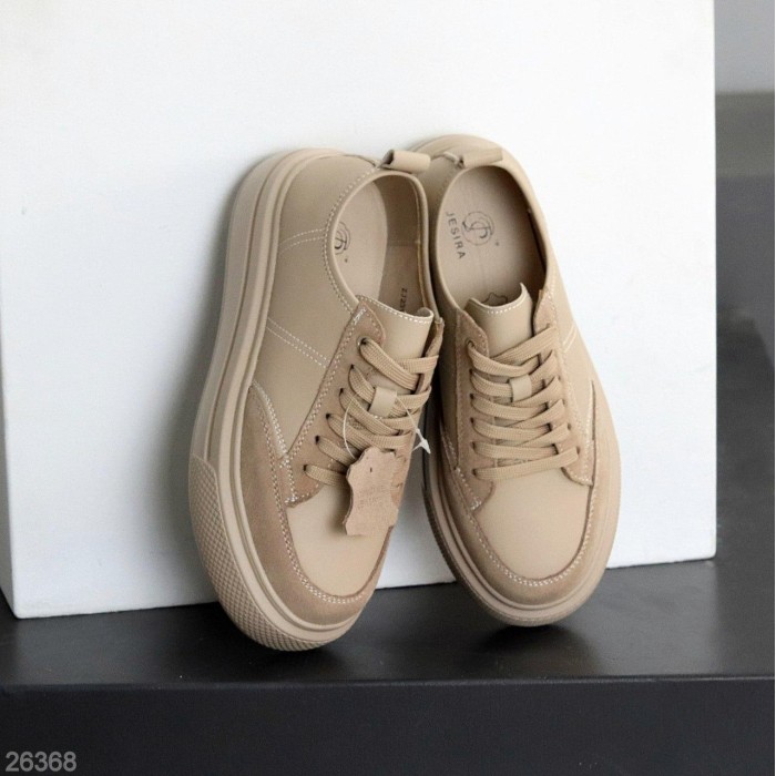 Кеди жіночі натуральна-шкіра/натуральна-замша колір-беж 36,37,39р