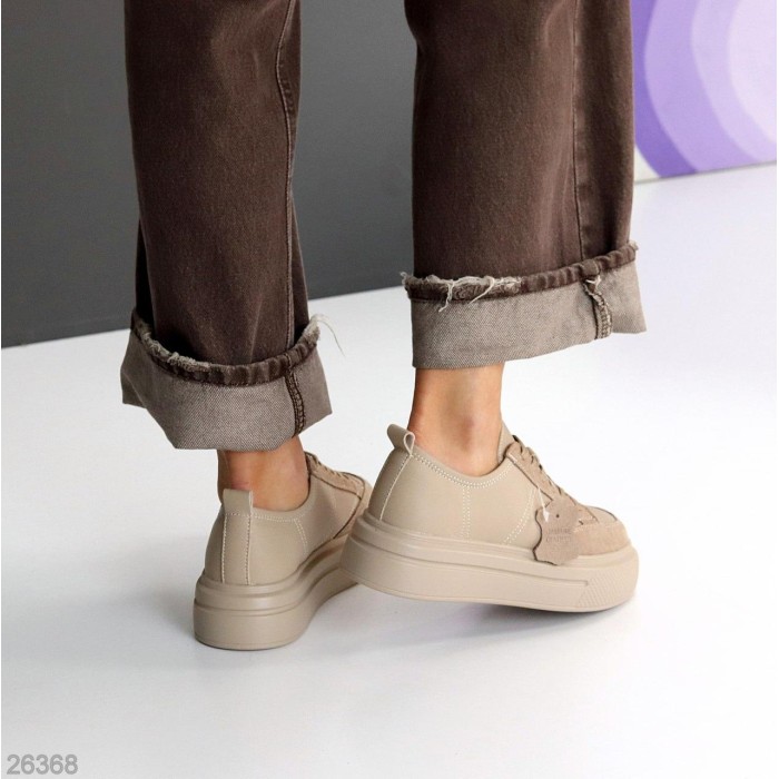 Кеди жіночі натуральна-шкіра/натуральна-замша колір-беж 36,37,39р