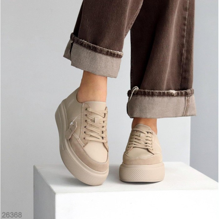 Кеди жіночі натуральна-шкіра/натуральна-замша колір-беж 36,37,39р