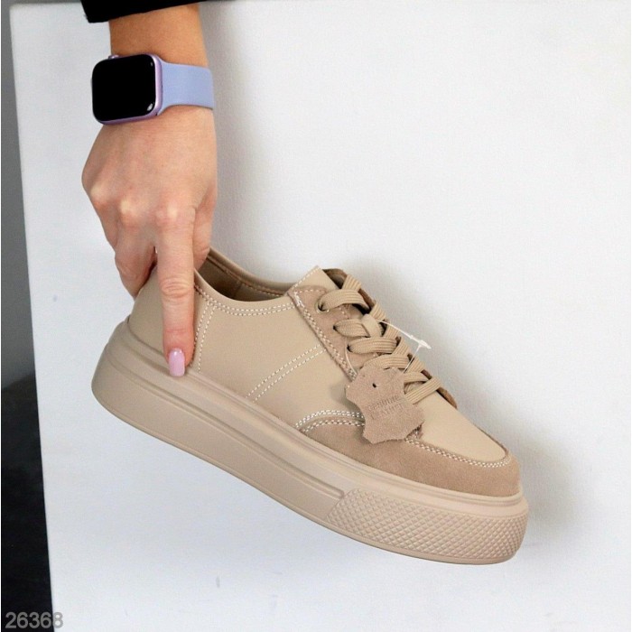 Кеди жіночі натуральна-шкіра/натуральна-замша колір-беж 36,37,39р