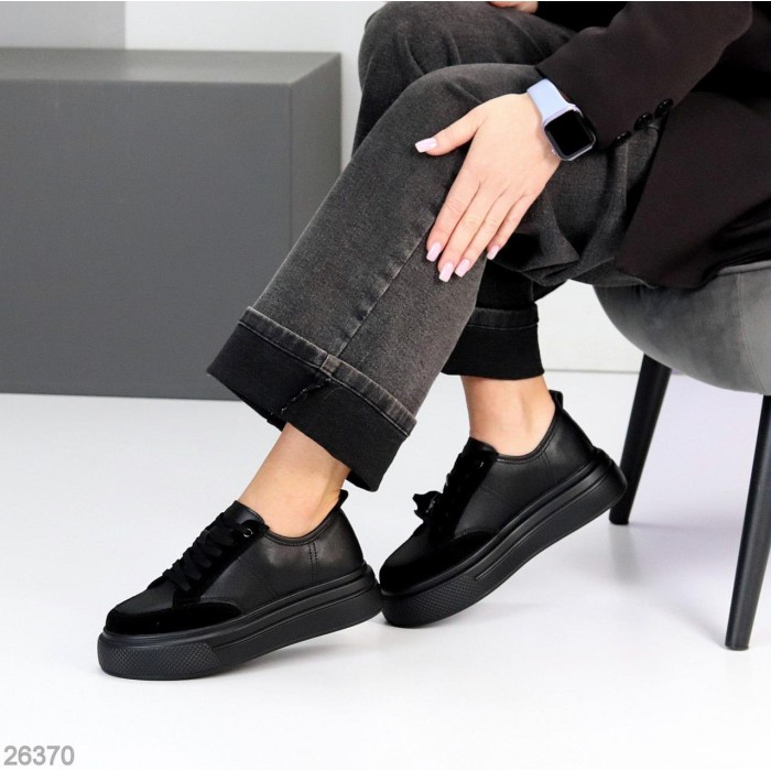 Кеди жіночі натуральна шкіра-замша чорні 37,38,40р.