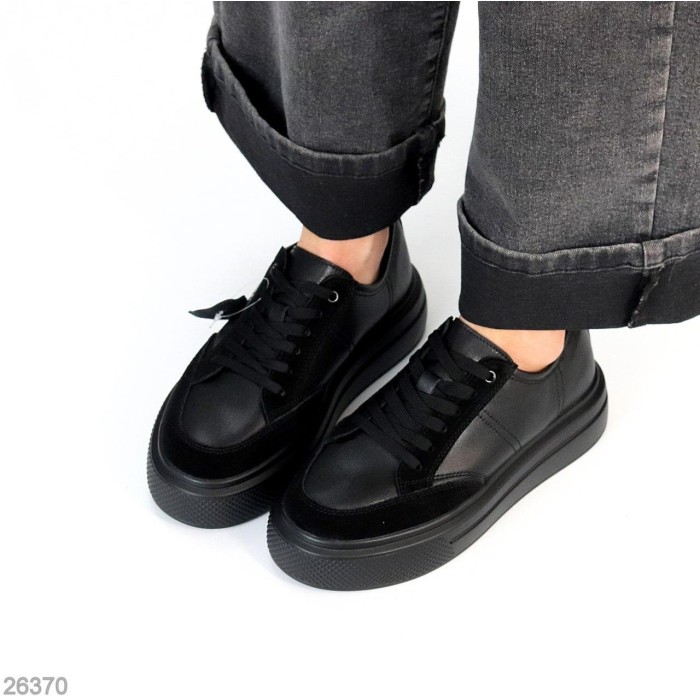 Кеди жіночі натуральна шкіра-замша чорні 37,38,40р.