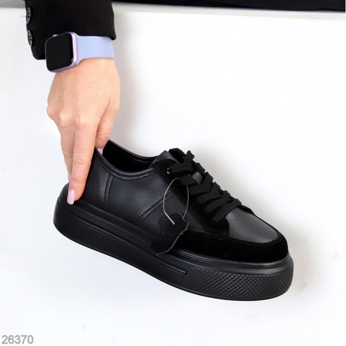 Кеди жіночі натуральна шкіра-замша чорні 37,38,40р.