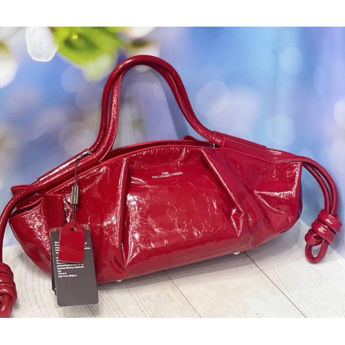 Сумка жіноча натуральна шкіра канадка Червона лак